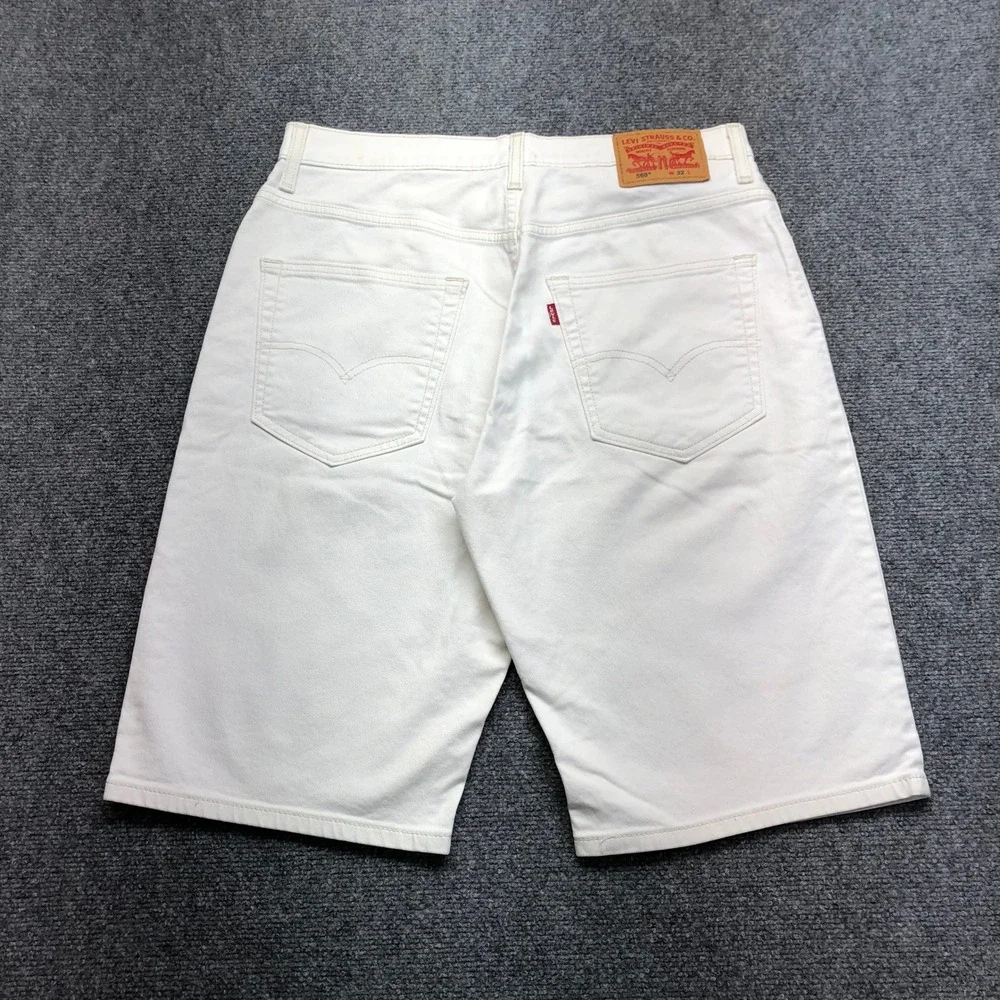 Levis 569 Loose Straight White Denim Shorts Mens 32 Relaxed Fit